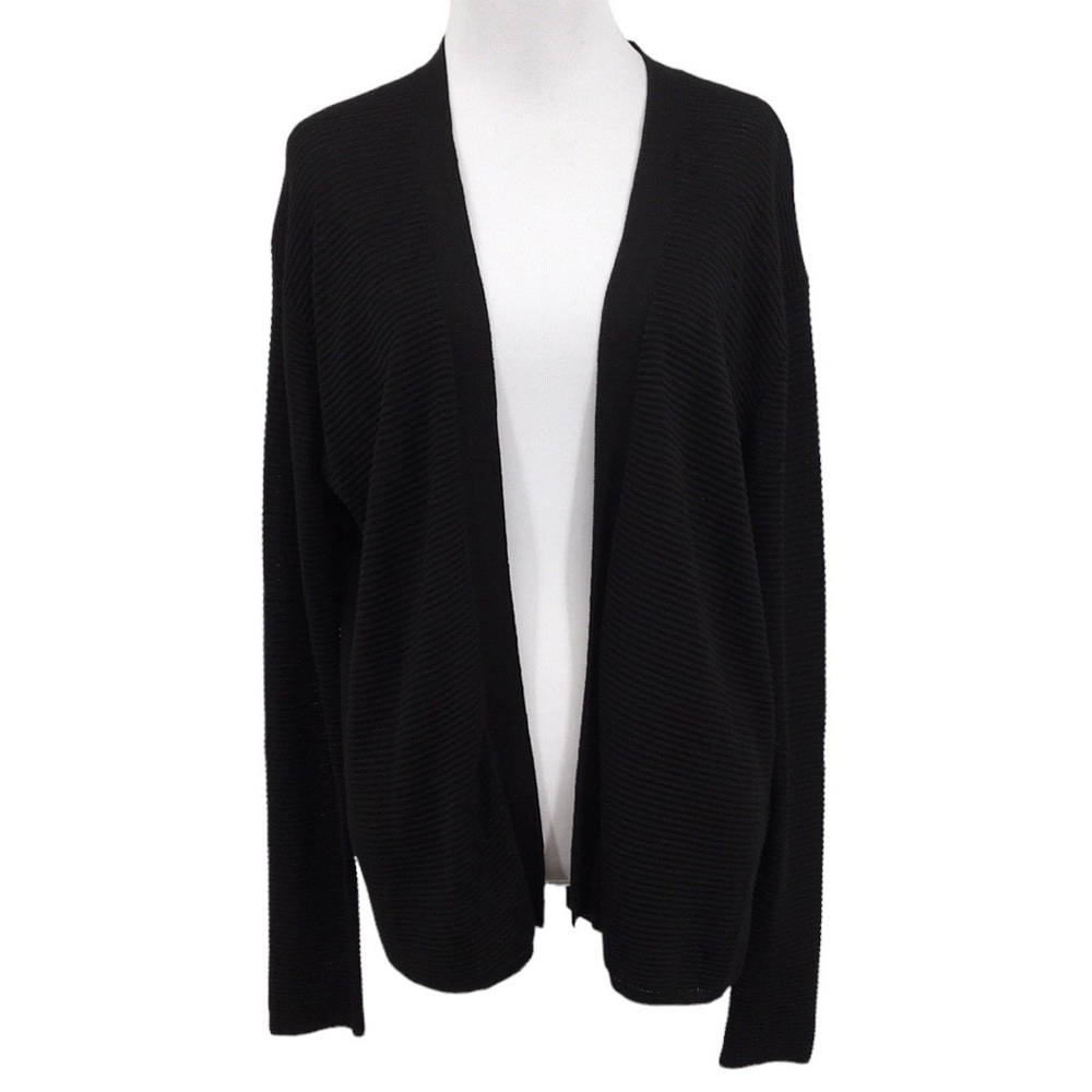 Wilfred Aritzia Cardigan Womens XS Black Knit Open Front Sweater Italian Yarn